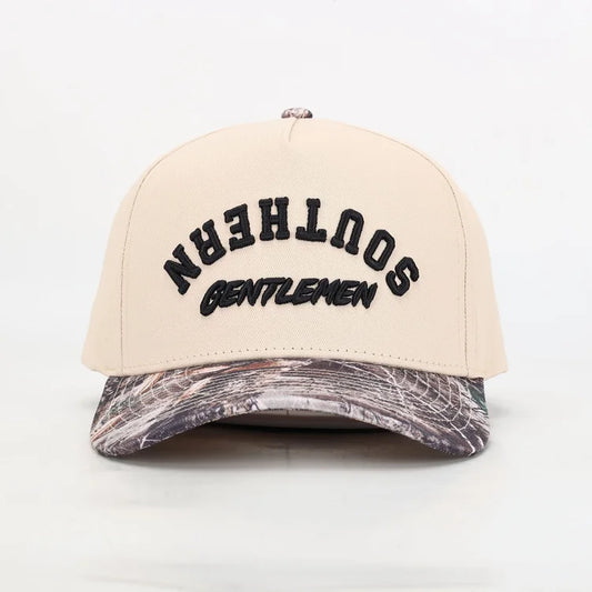 Southern Gentlemen Upside Down Hat in Natural + Realtree Camo