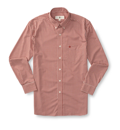 Duck Head - LS Performance Poplin Sport Shirt Walton Gingham in Red Ochre