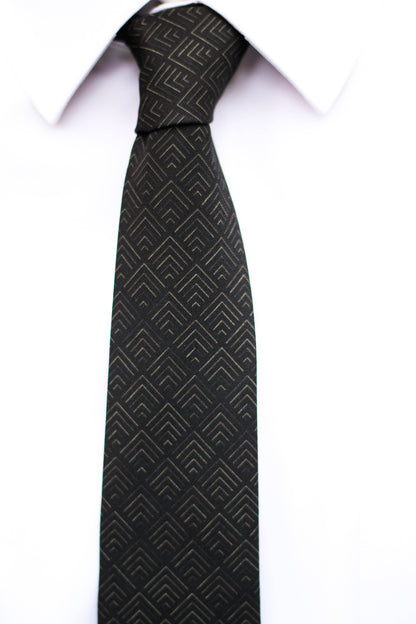 Tough Apparel - Vogue – Subtle Gold and Black Tie: 3.25" Standard Tie