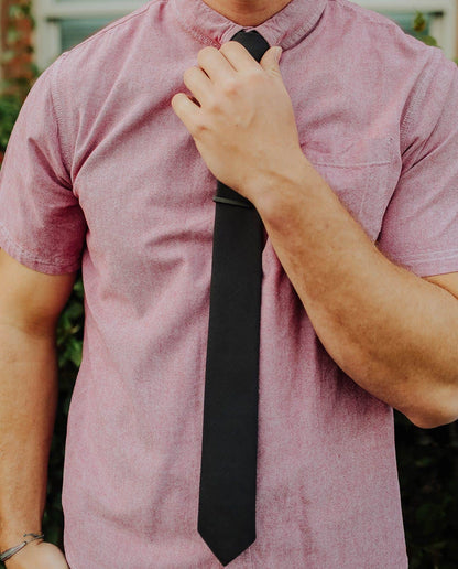 Tough Apparel - Mariana - Solid Black Tie: 2.5" Slim/Skinny Tie