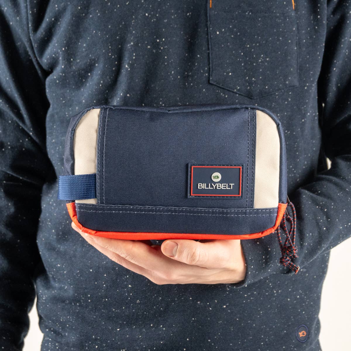 BILLYBELT - Navy and ivory recycled polyester toilet bag: One size