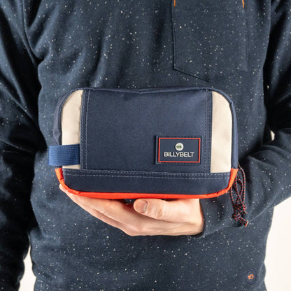 BILLYBELT - Navy and ivory recycled polyester toilet bag: One size