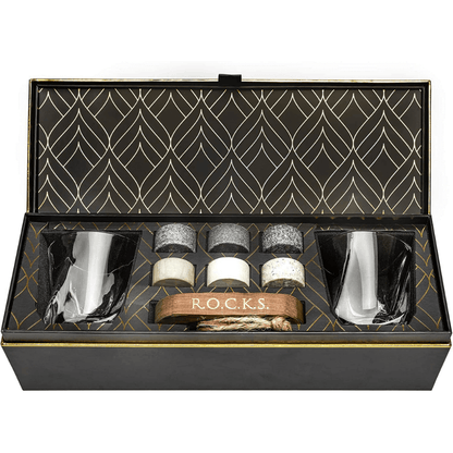 ROCKS Whiskey Chilling Stones - The Connoisseur's Set - Twist Whiskey Glass Edition