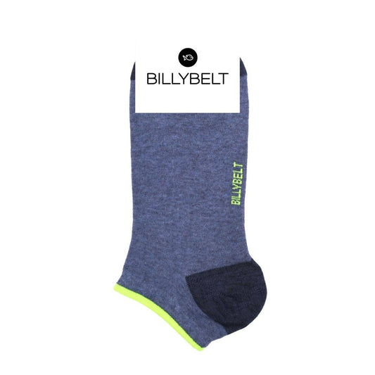 BILLYBELT - Ankle Socks in Combed Cotton Plain - Mottled Blue and Neon