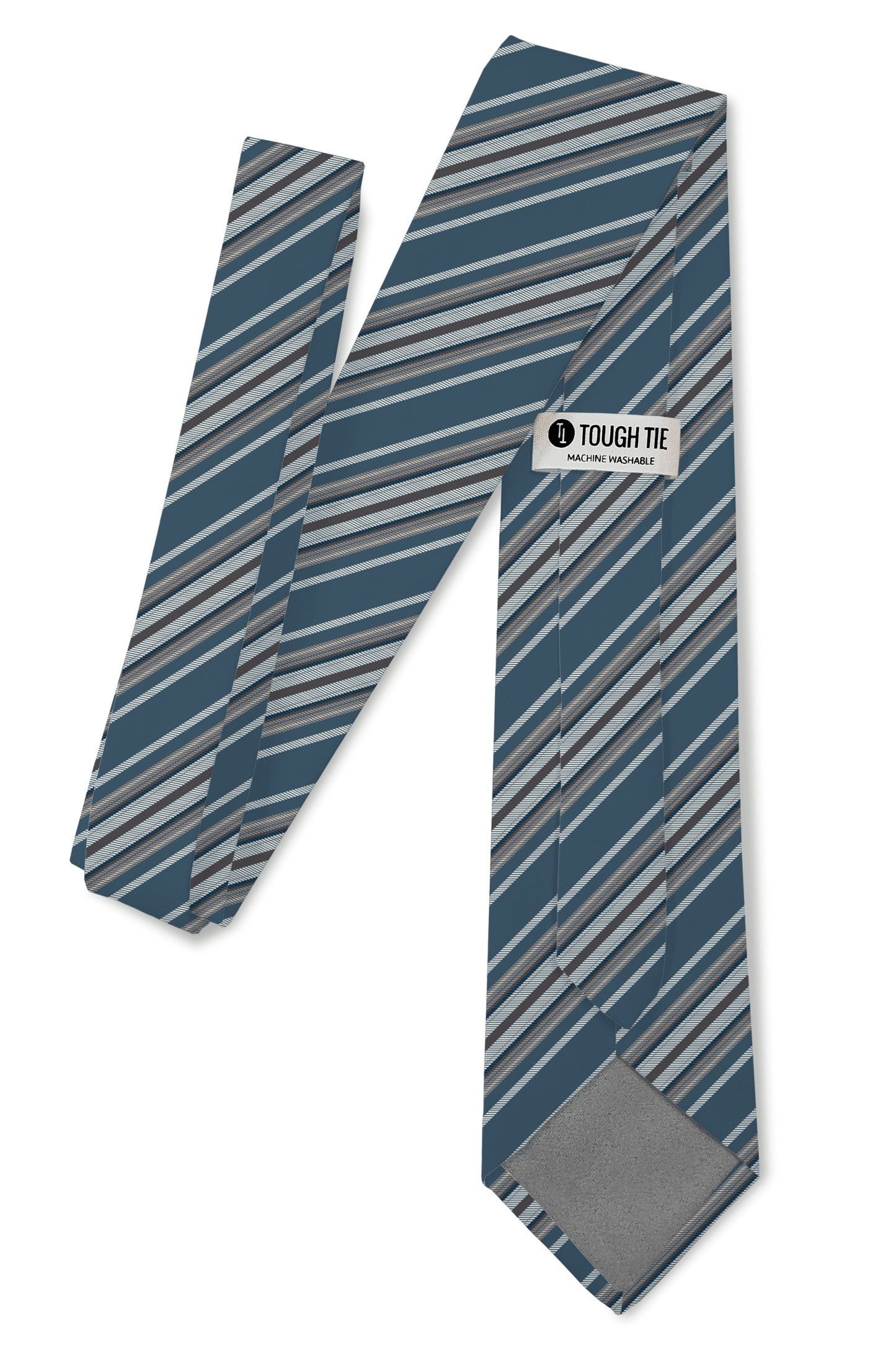 Tough Apparel - Sawyer - - Vintage Blue & Brown Striped Tie: 3.25" Standard Tie
