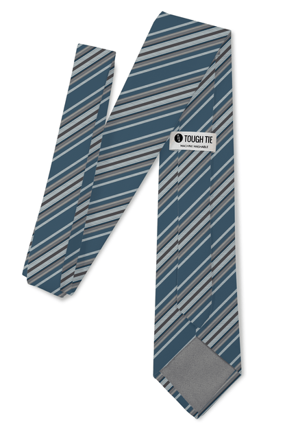 Tough Apparel - Sawyer - - Vintage Blue & Brown Striped Tie: 3.25" Standard Tie