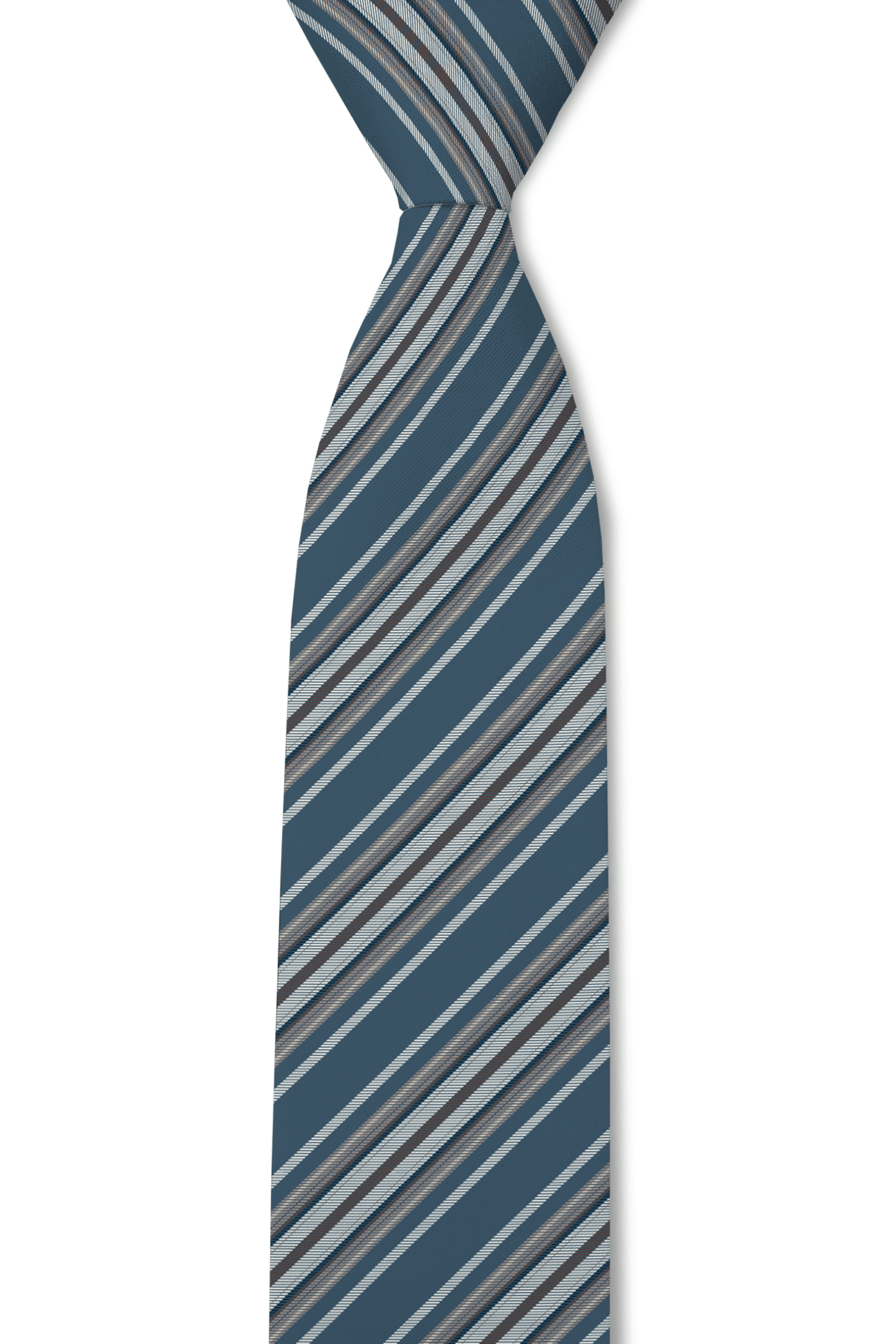Tough Apparel - Sawyer - - Vintage Blue & Brown Striped Tie: 3.25" Standard Tie