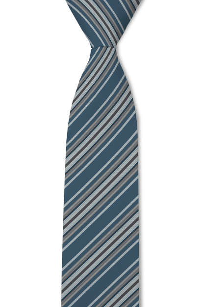 Tough Apparel - Sawyer - - Vintage Blue & Brown Striped Tie: 3.25" Standard Tie