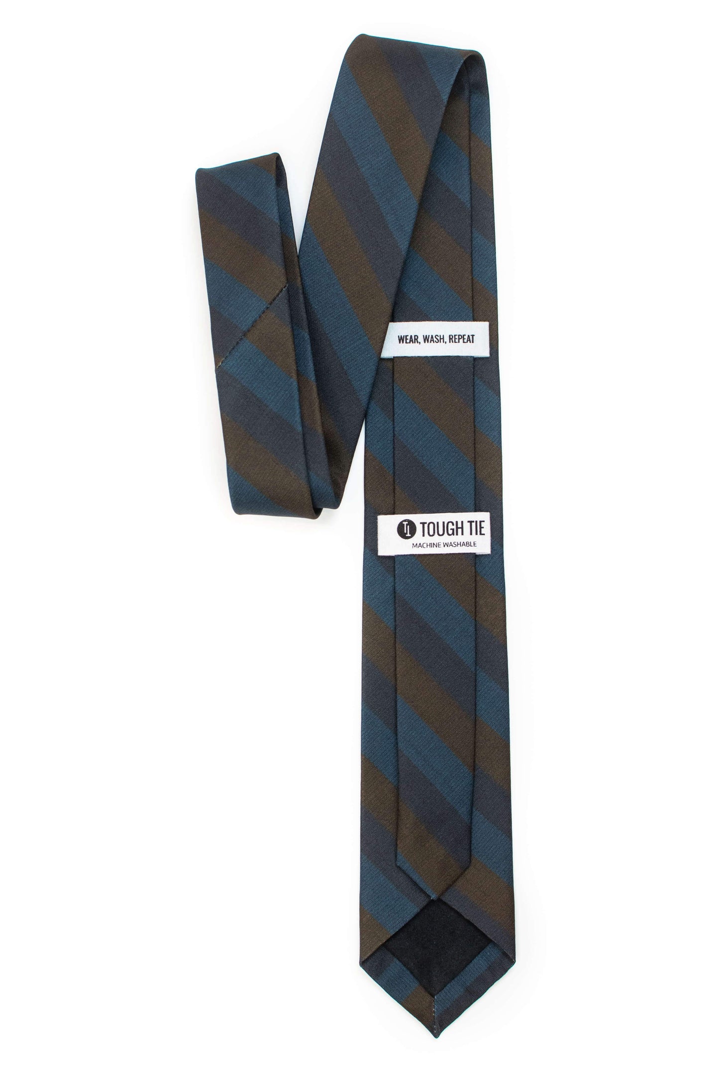 Tough Apparel - Kutcher - Blue and Brown Striped Tie: 3.25" Standard Tie
