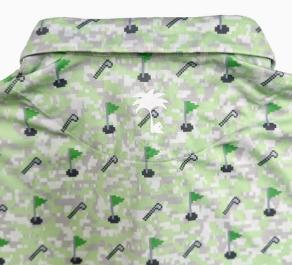 Bear and Palm - Youth Green Gamer Youth Golf Polo