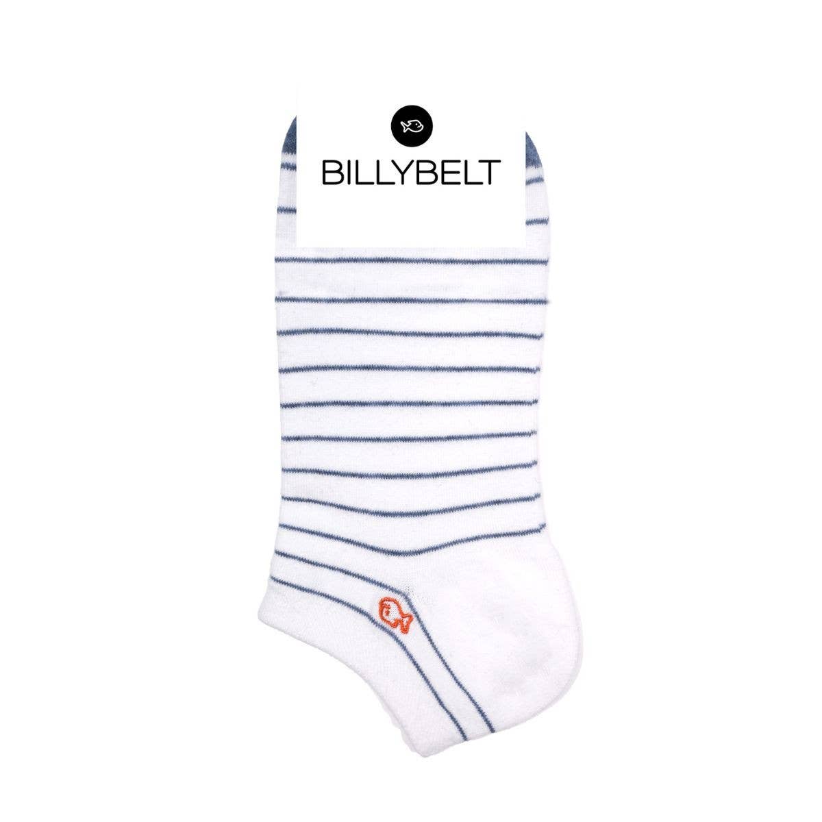 BILLYBELT - Ankle Socks in Combed Cotton Striped - White and Blue