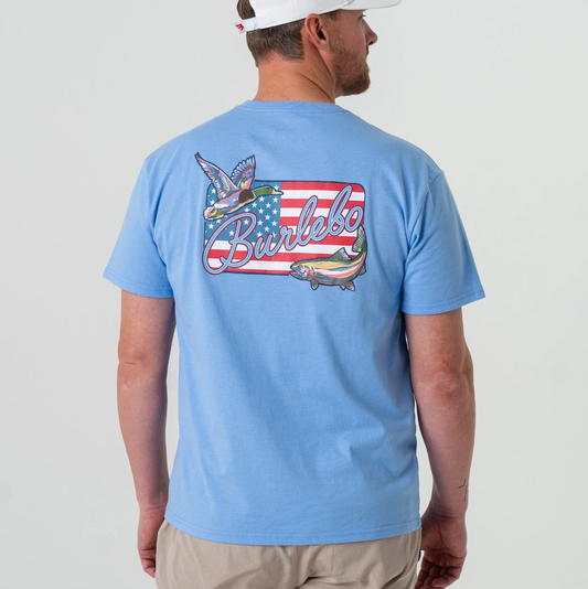Burlebo - Short Sleeve Patch Flag Periwinkle Blue