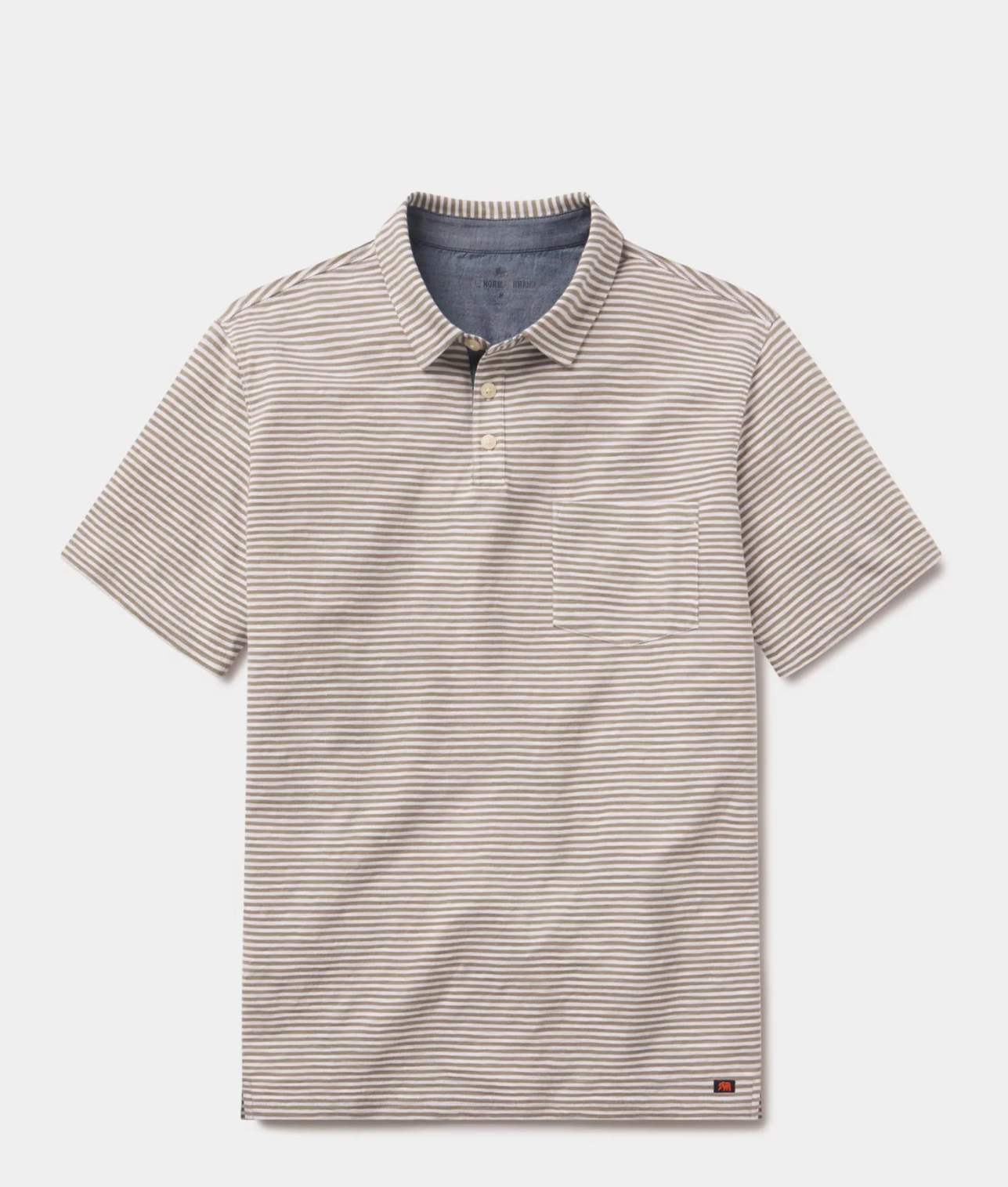 The Normal Brand - Vintage Slub Pocket Polo in Moss Stripe