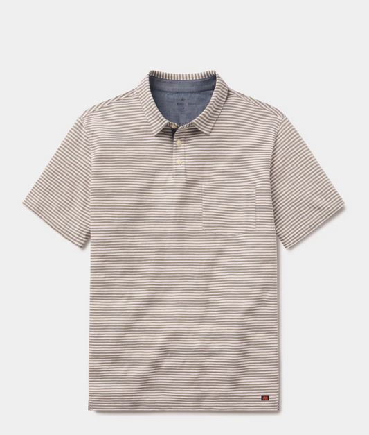 The Normal Brand - Vintage Slub Pocket Polo in Moss Stripe