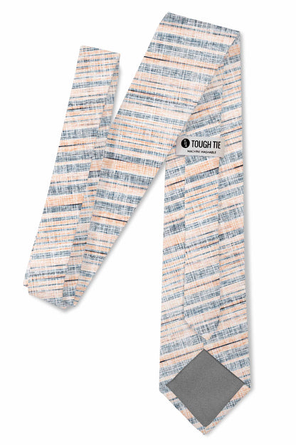 Tough Apparel - Sea Breeze - Orange White Texture Stripe Tie: 3.25" Standard Tie