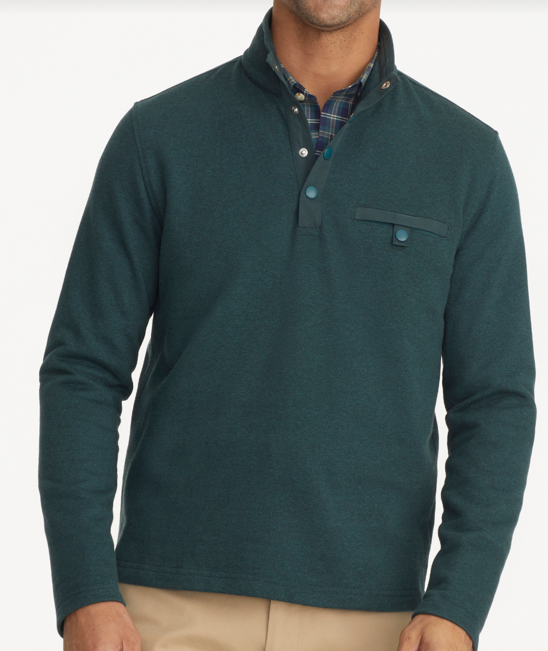 UNTUCKit - Parkson Snap Fleece Pullover in Pine Green
