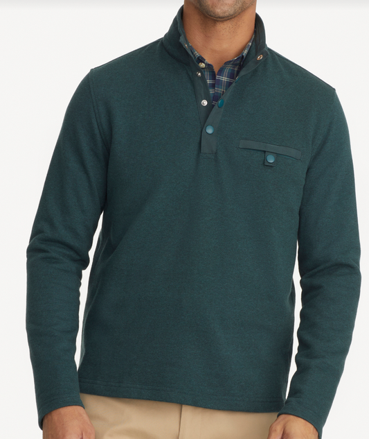 UNTUCKit - Parkson Snap Fleece Pullover in Pine Green