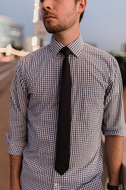 Tough Apparel - Mariana - Solid Black Tie: 2.5" Slim/Skinny Tie