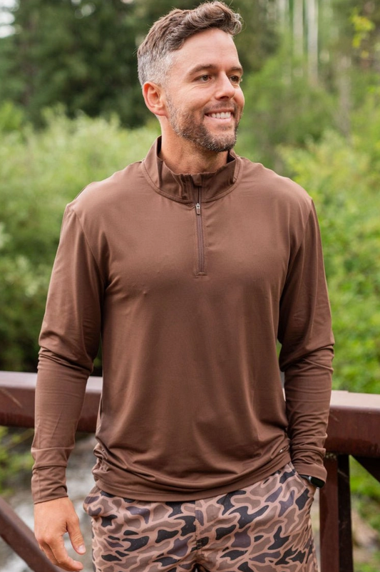 Burlebo - Performance Quarter Zip in Heather Brown