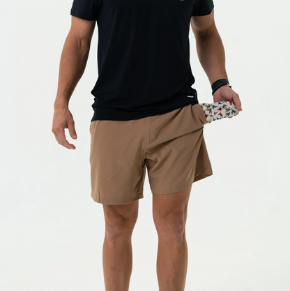 Burlebo - 7" Everyday Short Desert Tan All Over Ducks