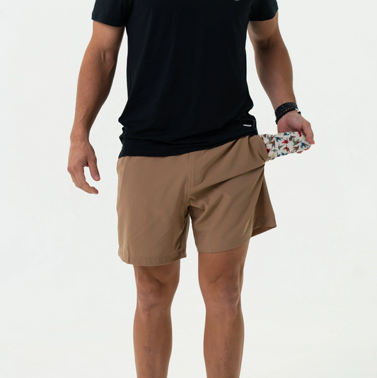 Burlebo - 7" Everyday Short Desert Tan All Over Ducks