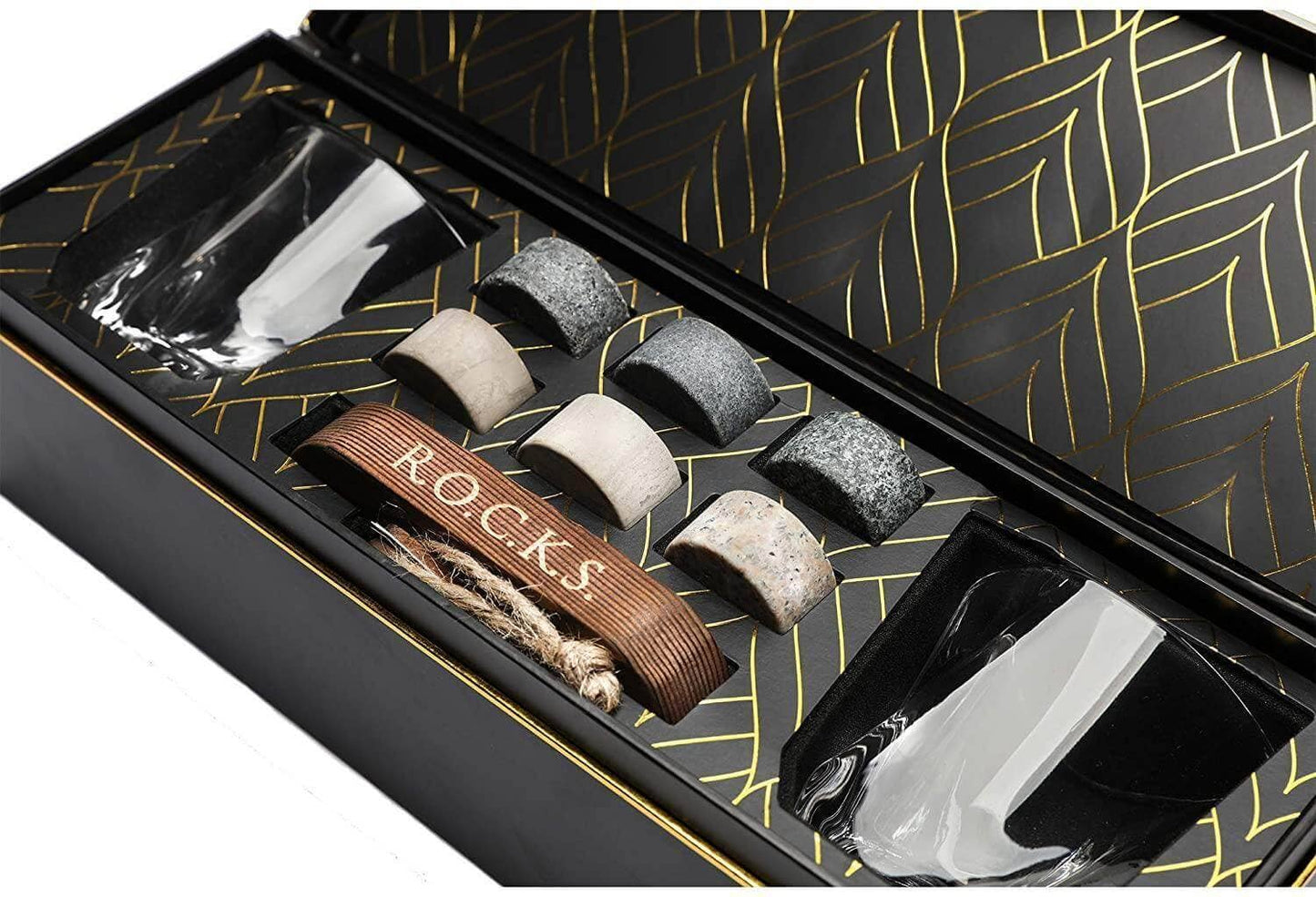 ROCKS Whiskey Chilling Stones - The Connoisseur's Set - Twist Whiskey Glass Edition