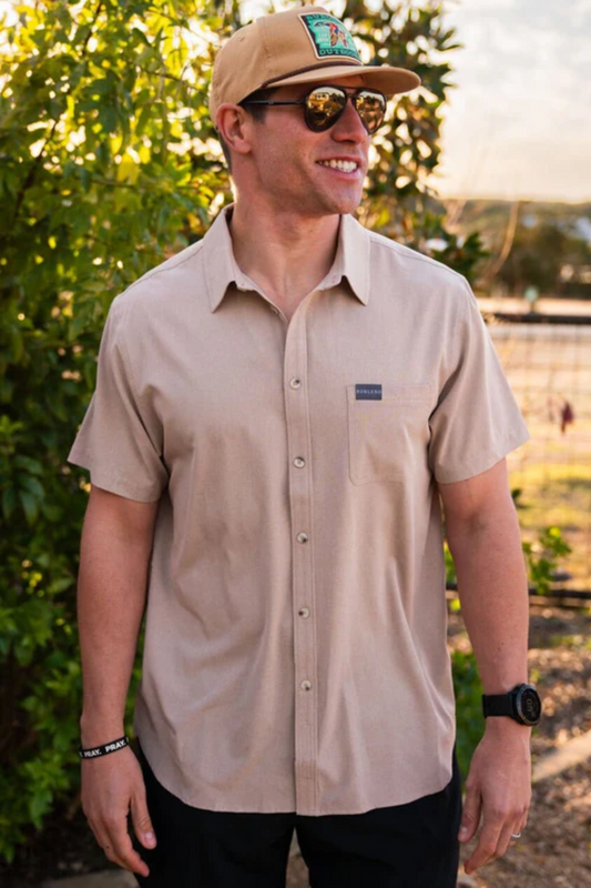 Burlebo - Heather Khaki Performance Button Up