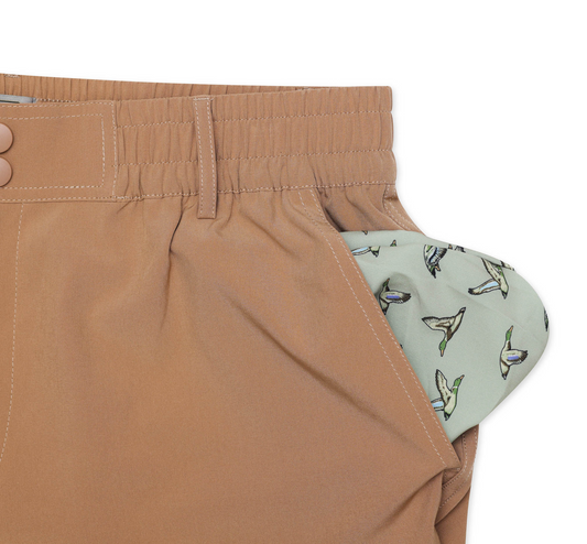 Burlebo - 7" Everyday Short Desert Tan Flying Ducks Pocket