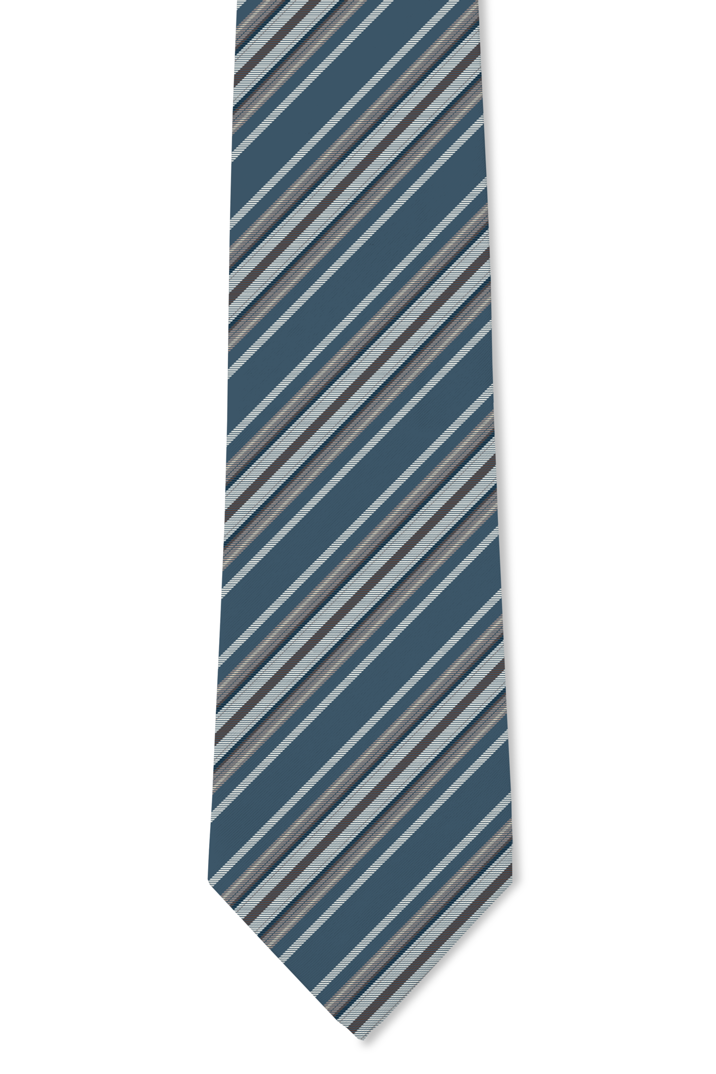 Tough Apparel - Sawyer - - Vintage Blue & Brown Striped Tie: 3.25" Standard Tie