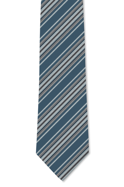 Tough Apparel - Sawyer - - Vintage Blue & Brown Striped Tie: 3.25" Standard Tie