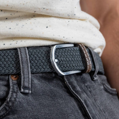 BILLYBELT - Flannel Grey Elastic Braided Belt