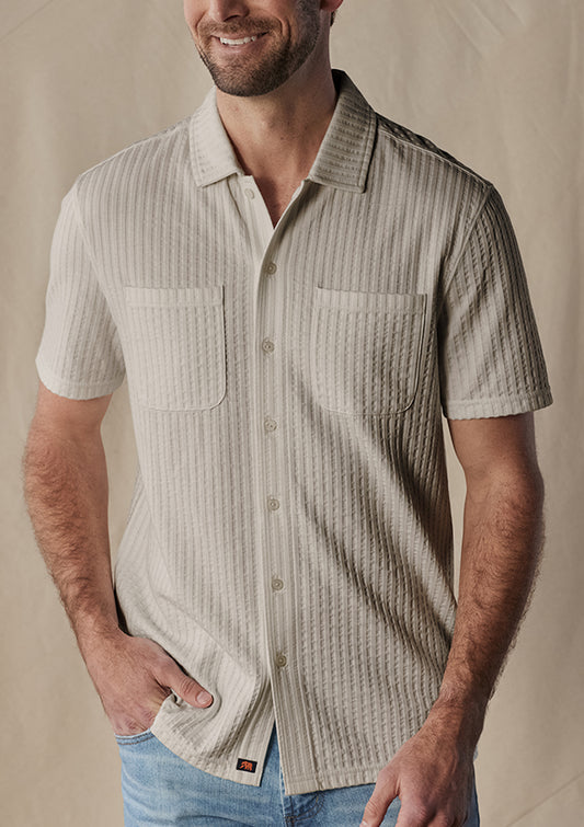 Knit Getaway Button Up in Stone
