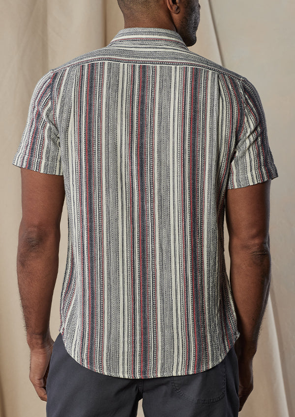 Freshwater Short Sleeve Button Up Shirt in Americana Stripe