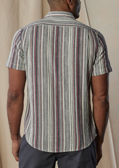 Freshwater Short Sleeve Button Up Shirt in Americana Stripe