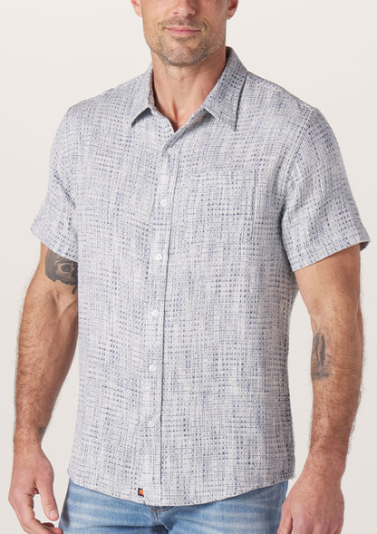 Freshwater Short Sleeve Button Up Shirt in Blue Multi