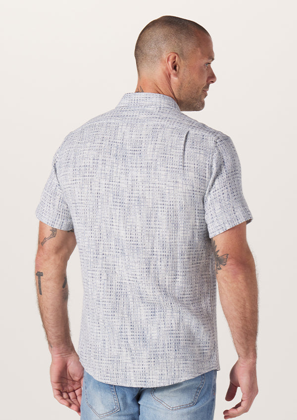 Freshwater Short Sleeve Button Up Shirt in Blue Multi
