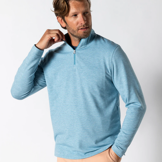 Duck Head - LS Wakeman Stripe Performance Sail Blue Heather